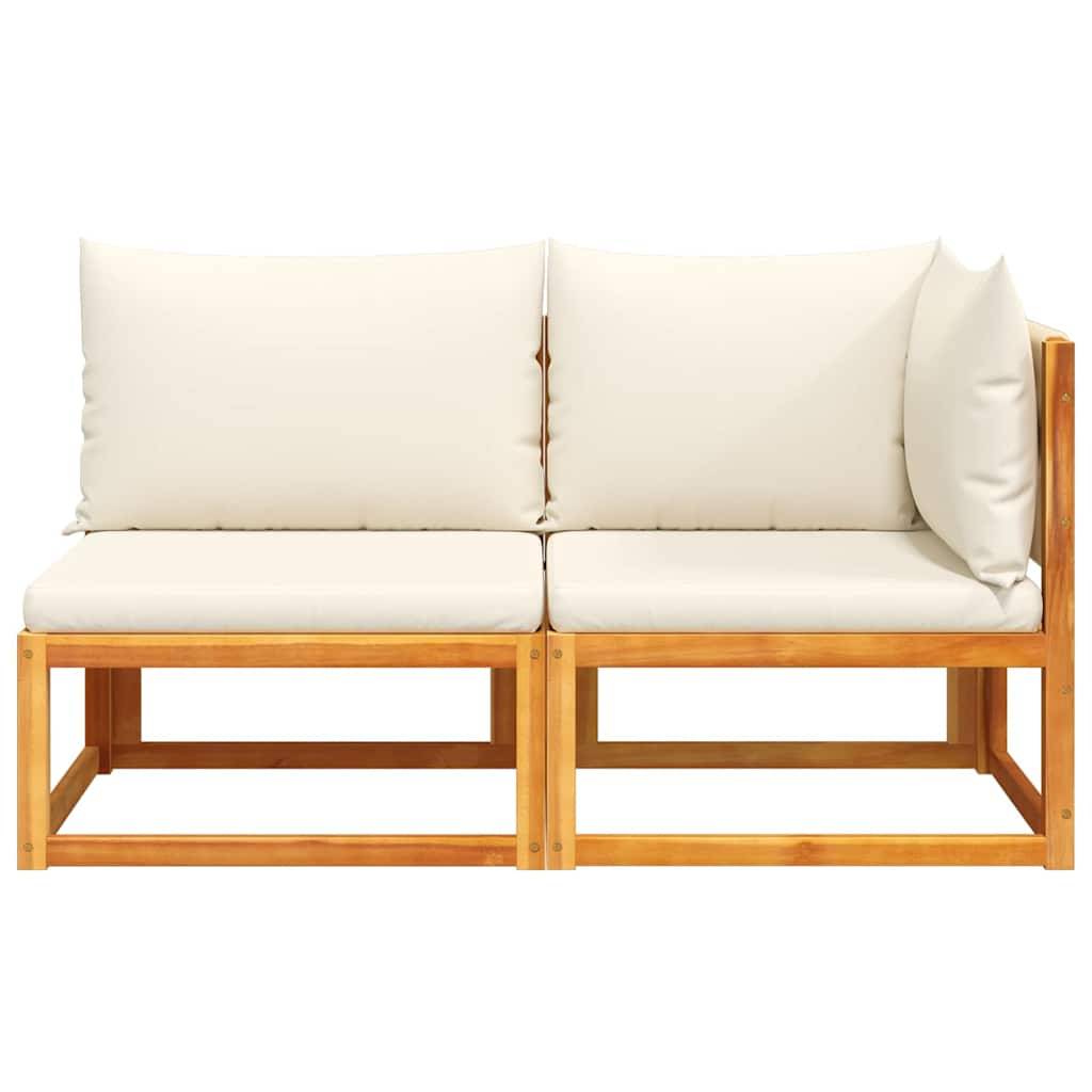 Banquette Jardin 2 Places Bois Acacia & Corde Beige Dossier Tressé Élégant pour Salon Extérieur Crème – ComfortXL Outdoor Living - Image 5