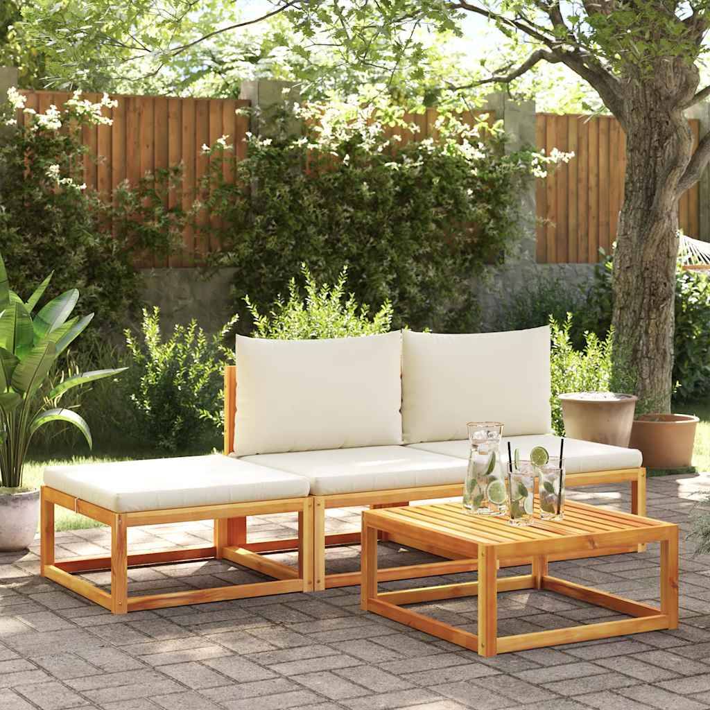 Banquette Jardin 2 Places Bois Acacia & Corde Beige Dossier Tressé Élégant pour Salon Extérieur Crème – ComfortXL Outdoor Living - Image 3
