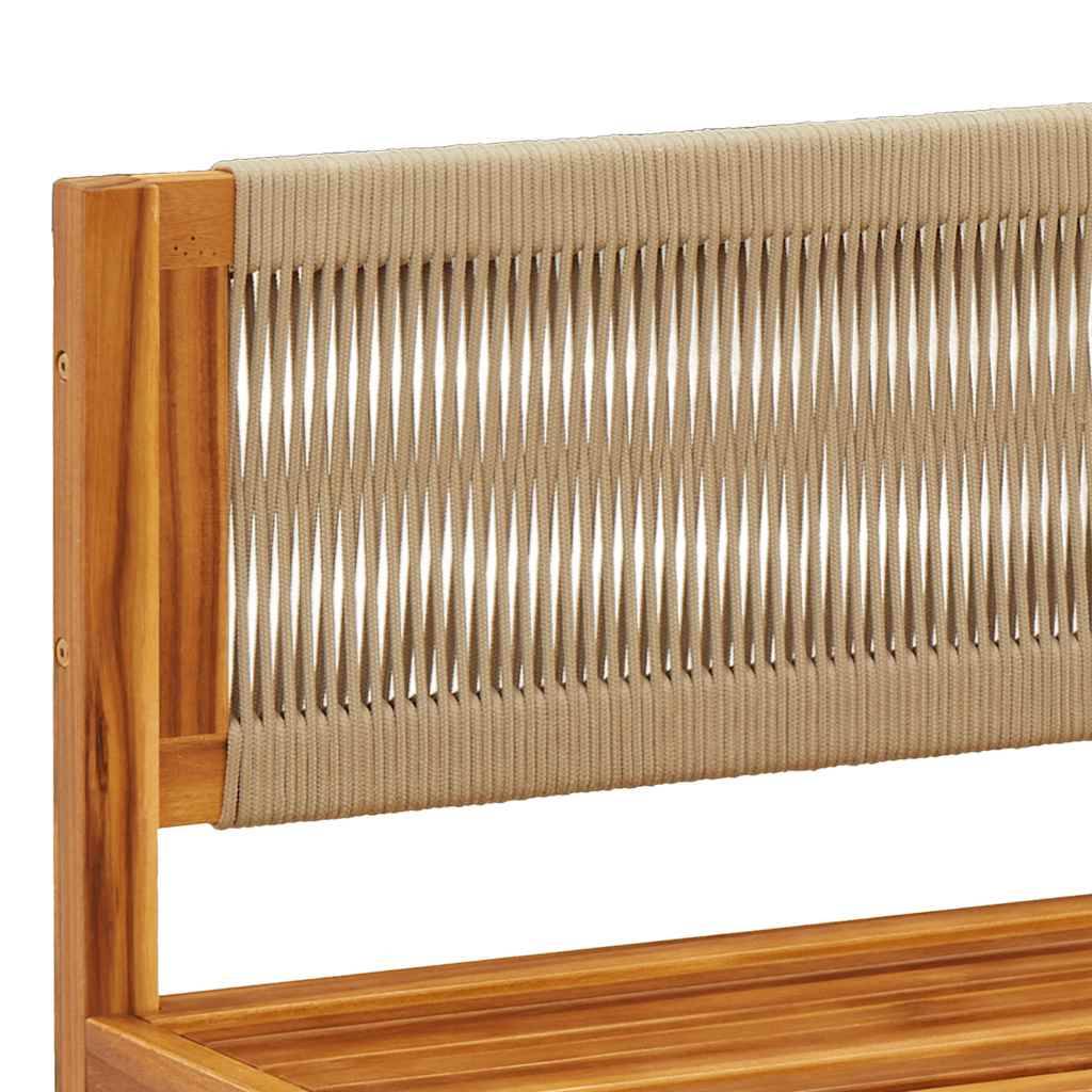 Banquette Jardin 2 Places Bois Acacia & Corde Beige Dossier Tressé Élégant pour Salon Extérieur Crème – ComfortXL Outdoor Living - Image 8