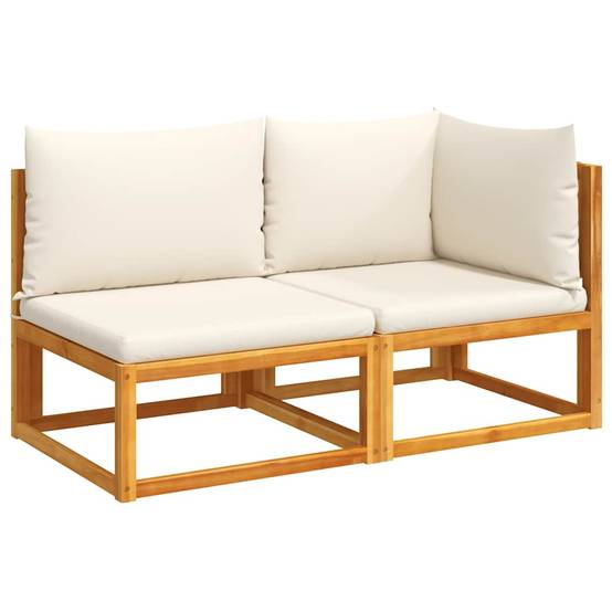 Banquette Jardin 2 Places Bois Acacia & Corde Beige Dossier Tressé Élégant pour Salon Extérieur Crème – ComfortXL Outdoor Living - Image 2