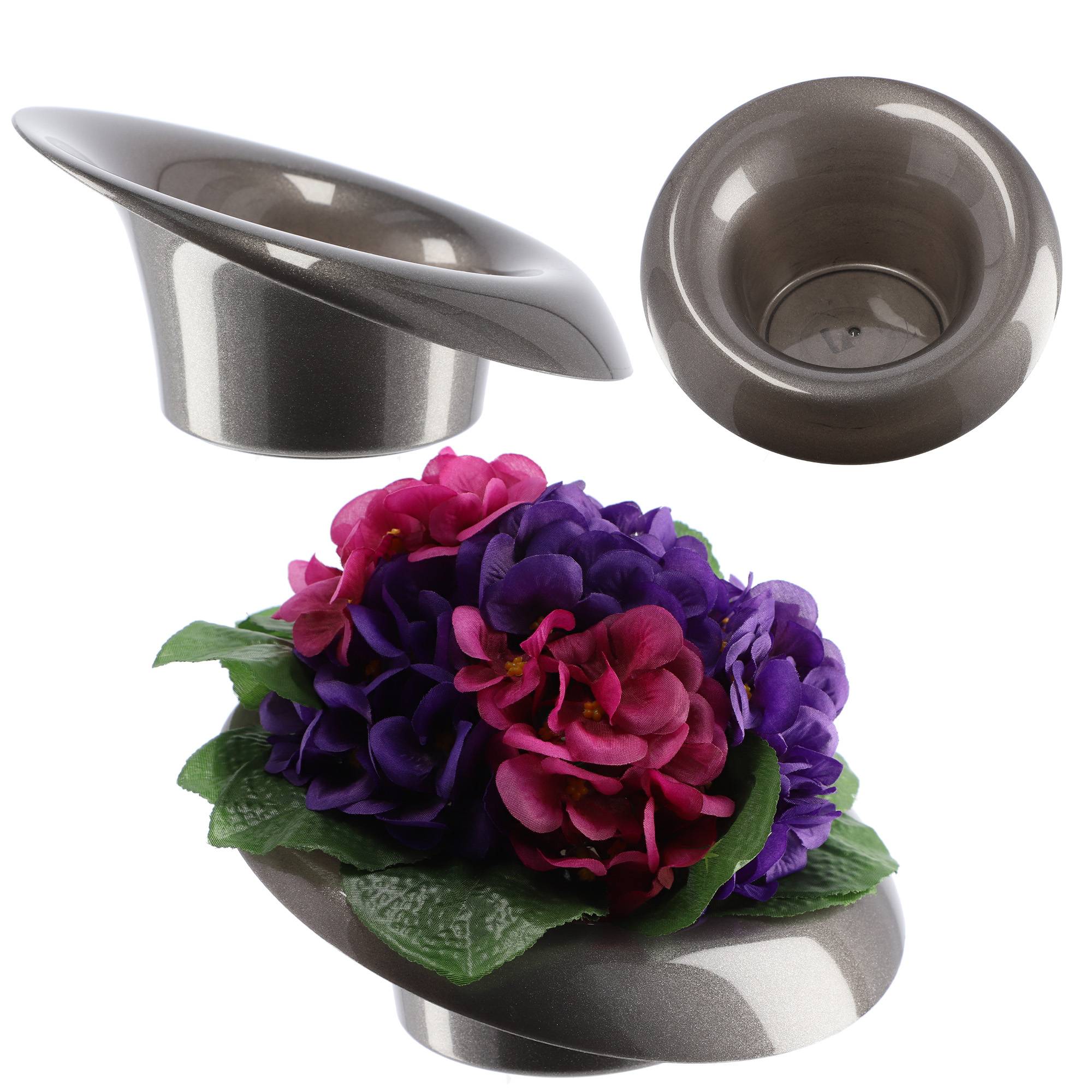 Ikebana Pot Fleur Japonais Graphite, Élégance et Originalité, 9 cm - Image 1