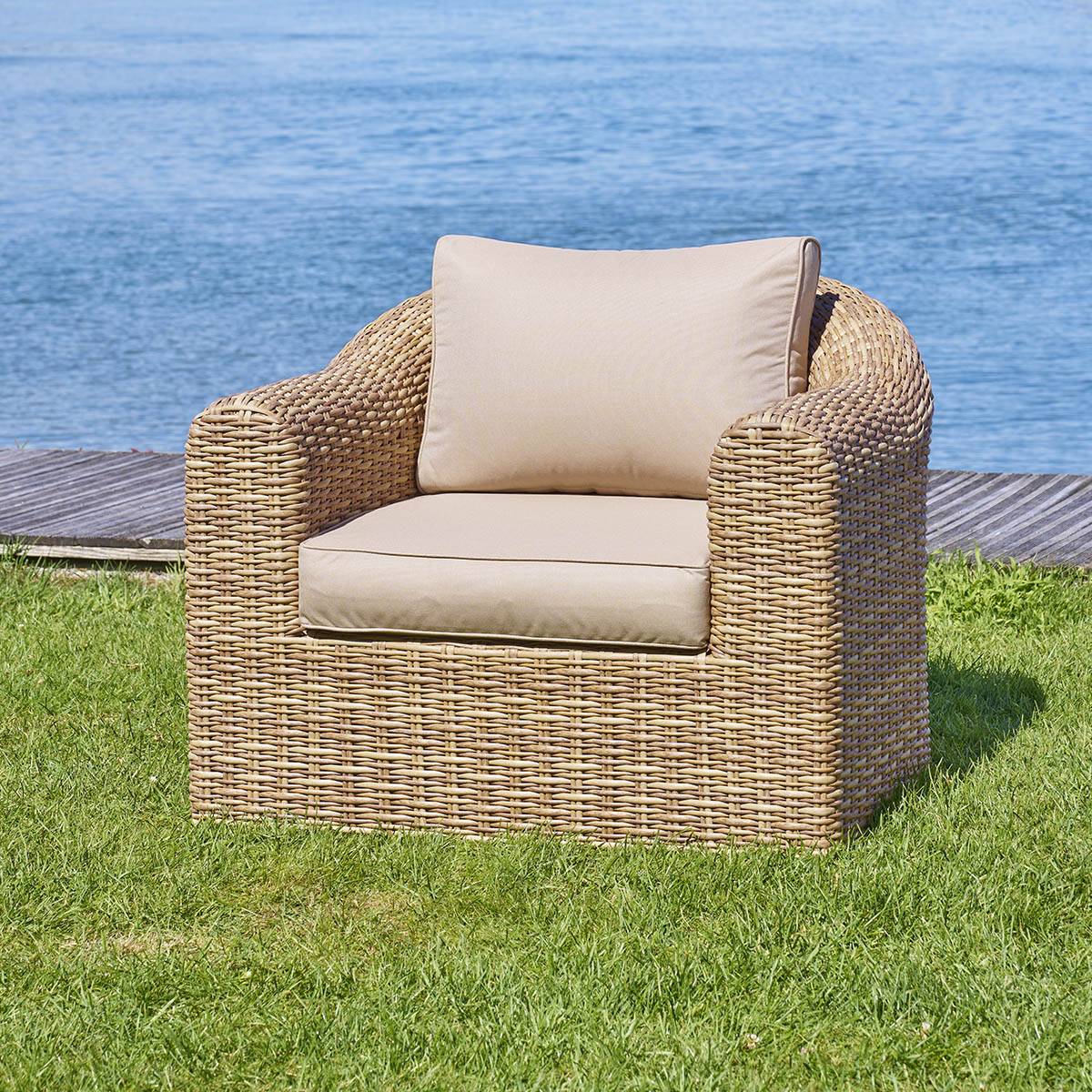 Hesperide - Fauteuil de salon de jardin "Mooréa" savana aluminium traité époxy en résine tressée Hespéride - Image 1