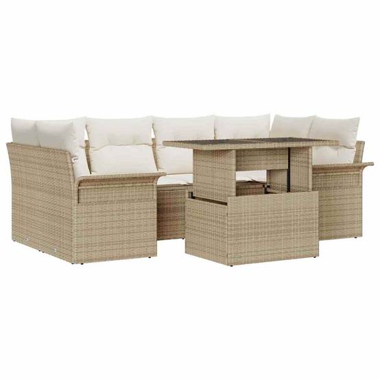 ComfortXL - Salon de jardin d'angle 6 places polyrotin Beige modulable avec table basse – ComfortXL Outdoor Living - Image 2