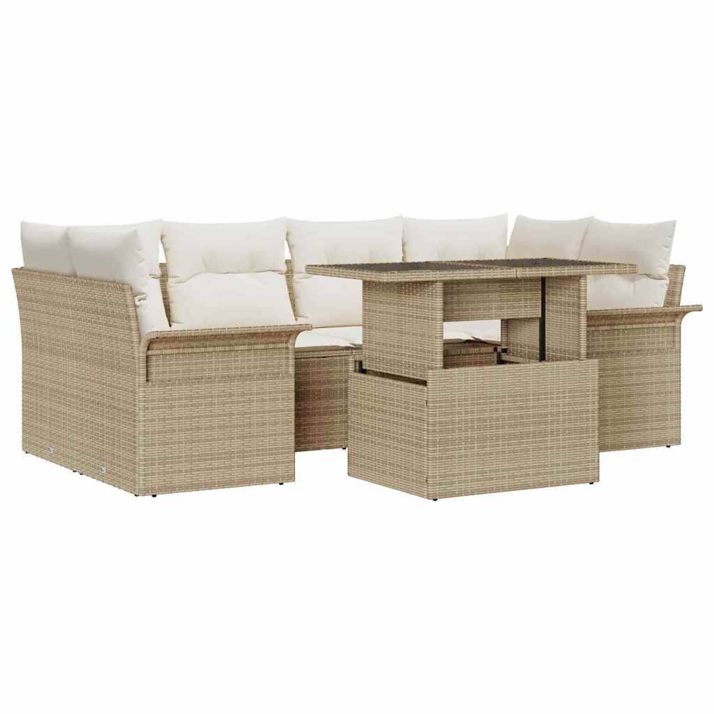 ComfortXL - Salon de jardin d'angle 6 places polyrotin Beige modulable avec table basse – ComfortXL Outdoor Living - Image 2