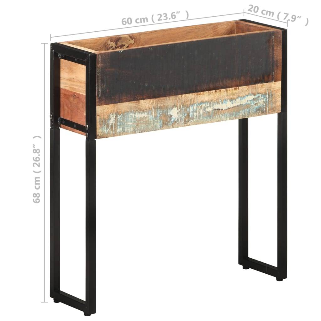 Jardinière bois de récupération et acier noir 60 x 20 x 68 cm - PANGIVO - Image 8