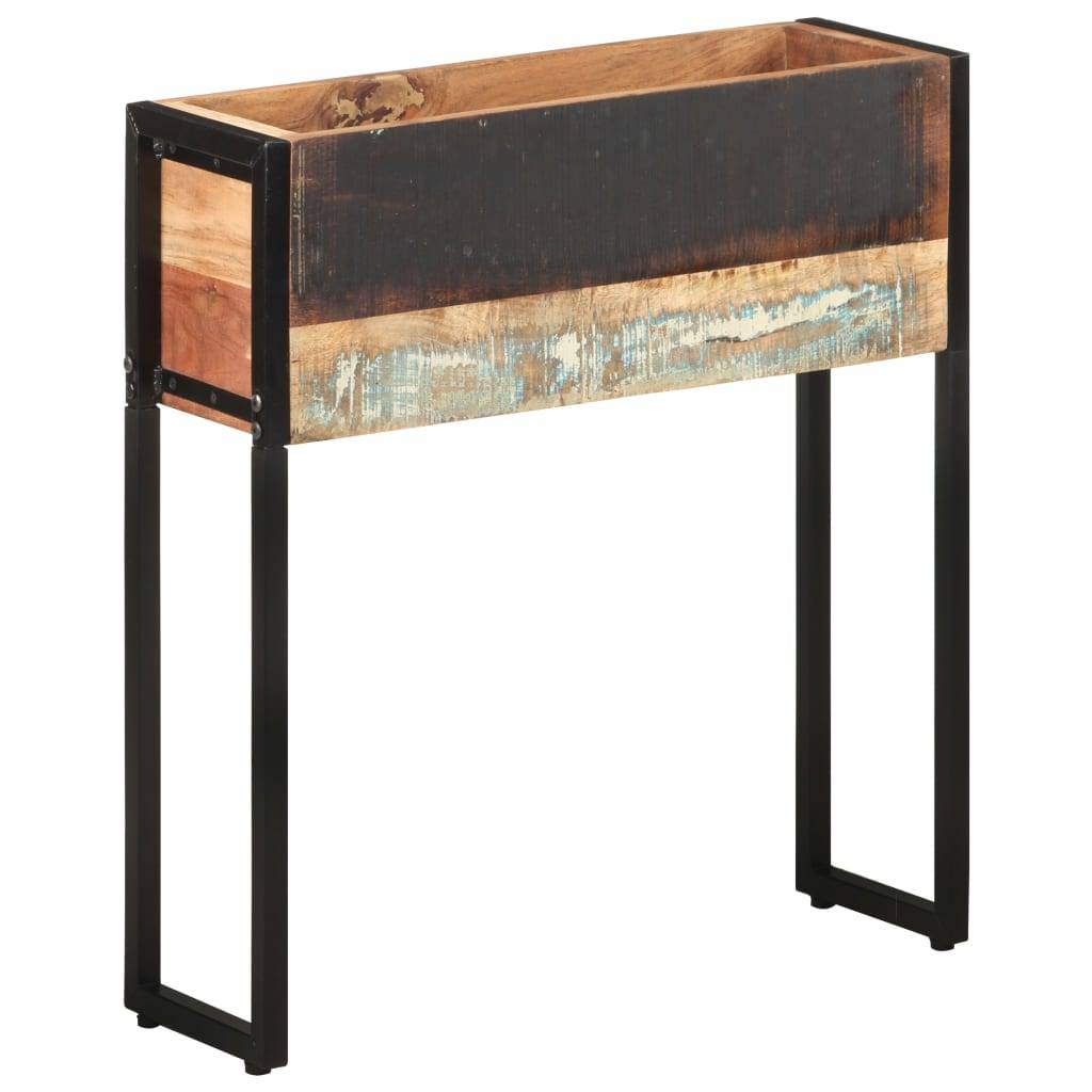 Jardinière bois de récupération et acier noir 60 x 20 x 68 cm - PANGIVO - Image 1