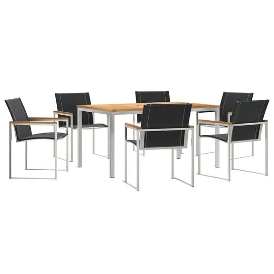 ComfortXL - Table et Chaises de Jardin 6 Personnes Teck Massif et Acier Robuste pour Repas Marron – ComfortXL Outdoor Living - Image 2