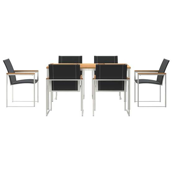 ComfortXL - Table et Chaises de Jardin 6 Personnes Teck Massif et Acier Robuste pour Repas Marron – ComfortXL Outdoor Living - Image 7