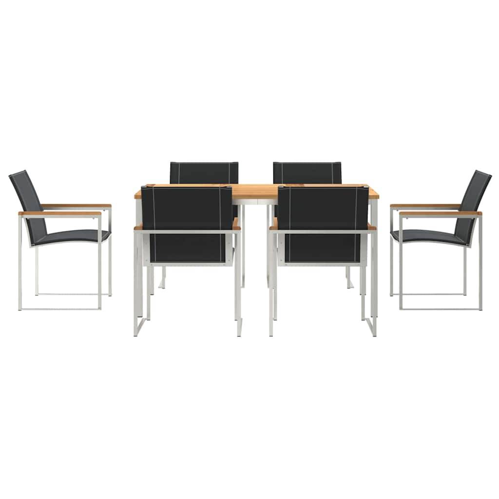 ComfortXL - Table et Chaises de Jardin 6 Personnes Teck Massif et Acier Robuste pour Repas Marron – ComfortXL Outdoor Living - Image 7