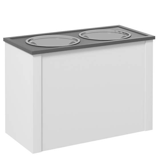Station de nourriture pour chien avec rangement, MDF, blanc, 60 x 30 x 42 cm - PANGIVO - Image 1