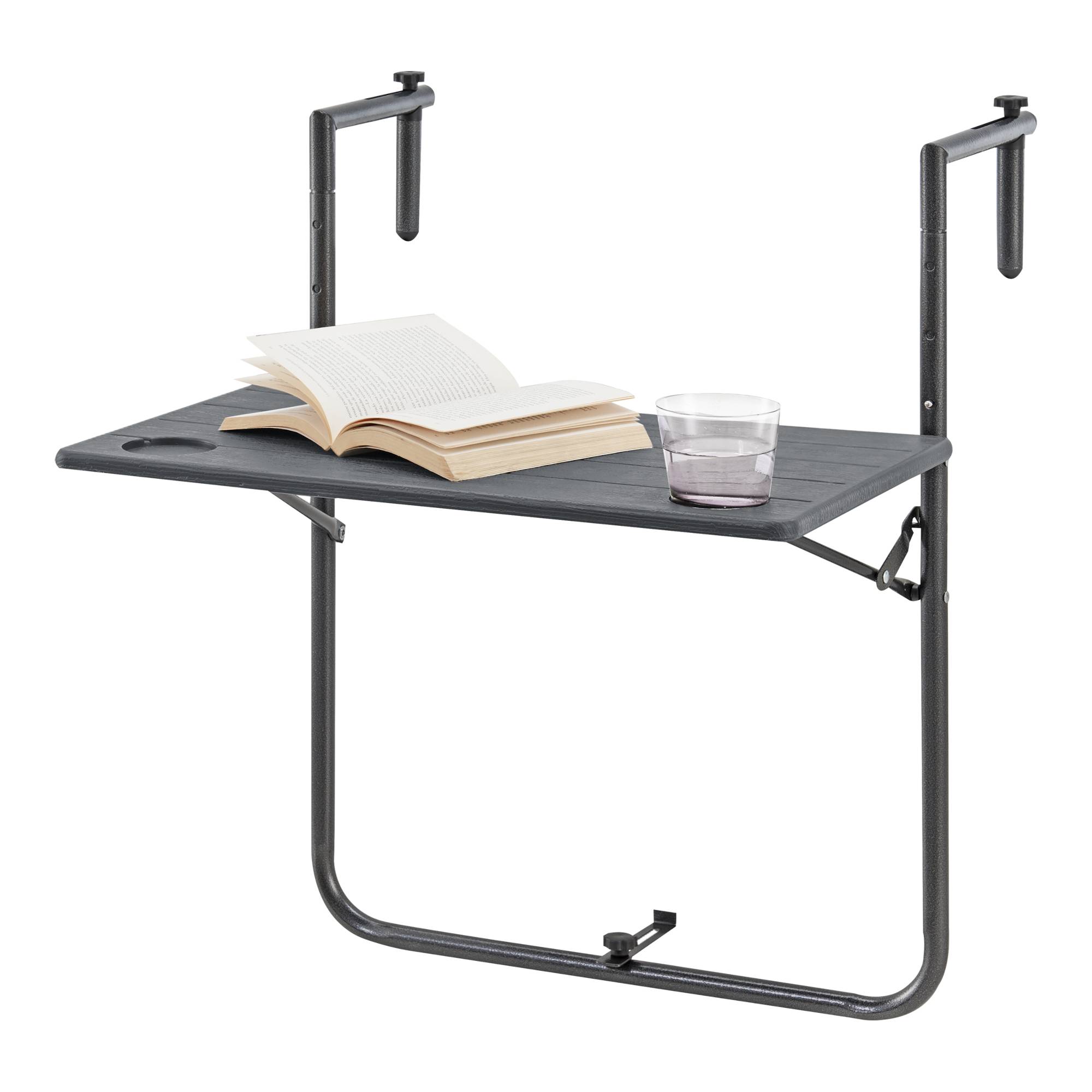 Table de balcon suspendue Badolato rabattable et réglable en hauteur 83,5 x 60 x 60 cm [en.casa] - Image 1