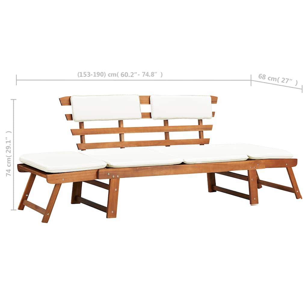 Vidaxl - Banc de jardin avec coussins 2-en-1 190 cm Bois solide d'acacia vidaXL 42647 - Image 3