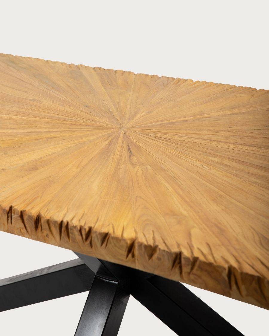 Sun - Table repas en teck massif motif soleil L200 cm 10 pers. - UNIQKA - Image 7
