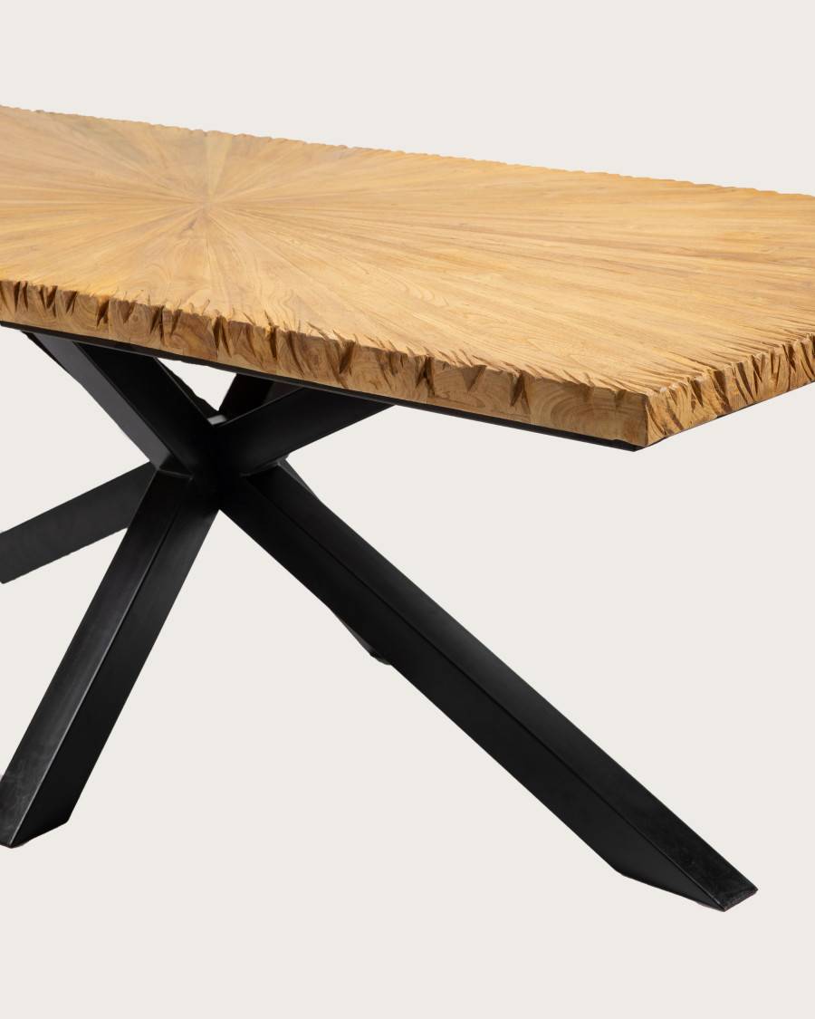 Sun - Table repas en teck massif motif soleil L200 cm 10 pers. - UNIQKA - Image 4