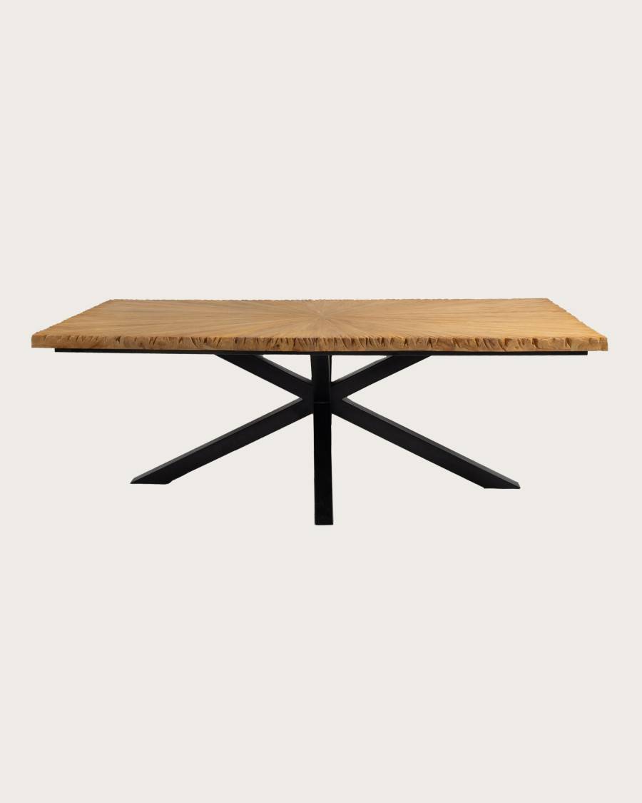 Sun - Table repas en teck massif motif soleil L200 cm 10 pers. - UNIQKA - Image 1