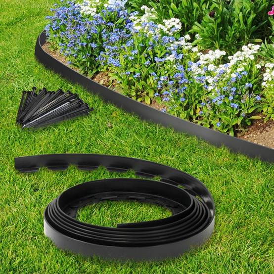 Bordurette de jardin flexible 10 M noire hauteur 5 CM + 30 piquets - Image 6