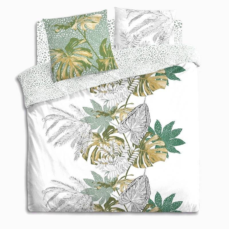 Parure de lit Monstera blanc et vert 240x220 Atmosphera - Image 2