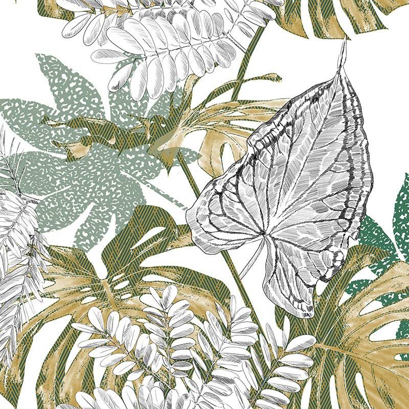 Parure de lit Monstera blanc et vert 240x220 Atmosphera - Image 3