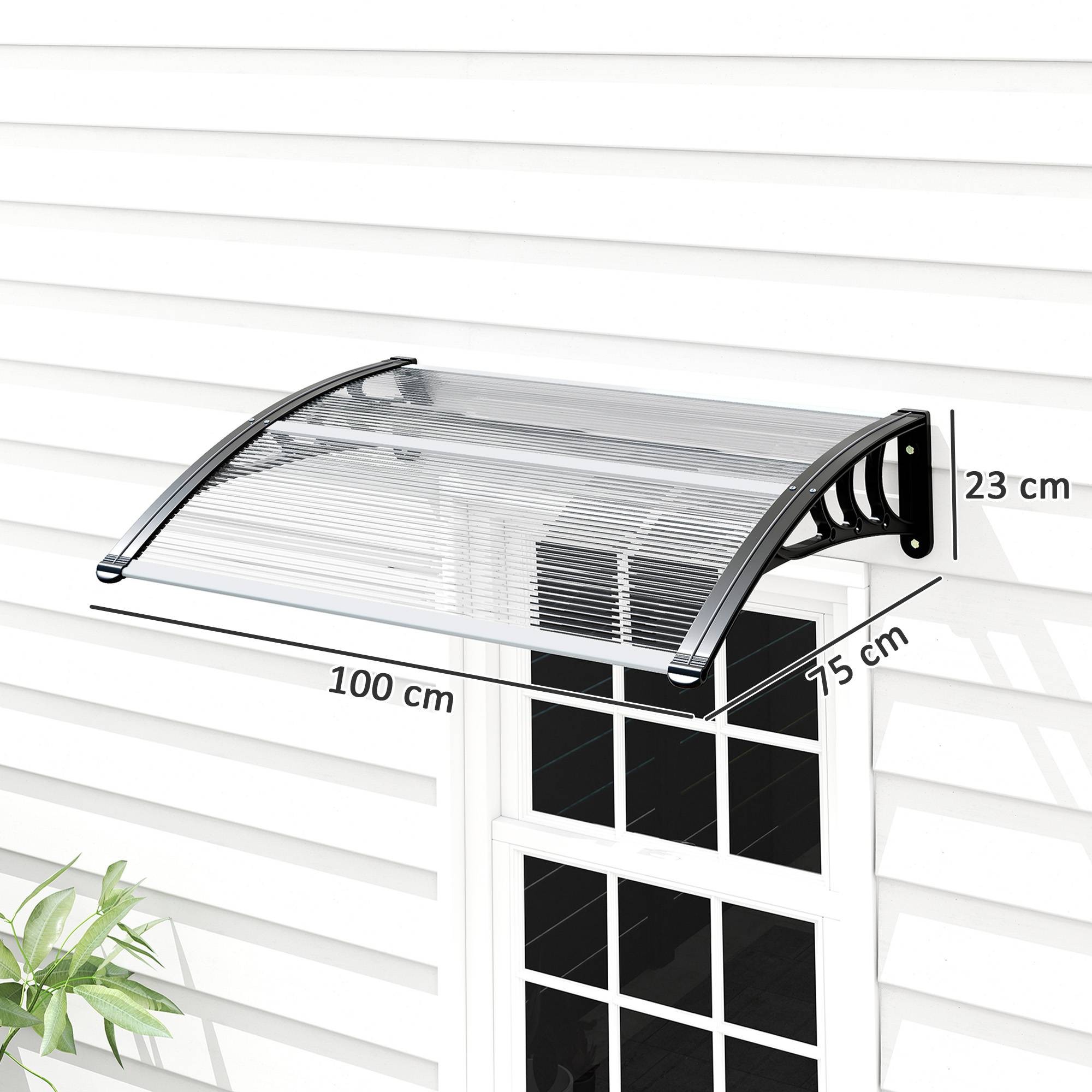 Store transparent 75x100 cm en aluminium pour protection pluie de porte, accessoire design sobre pour entrée pratique et lumineux - Image 5