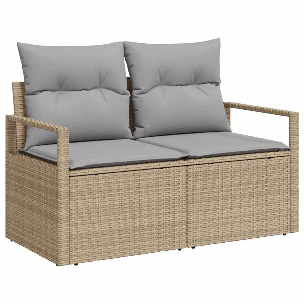 Set Lounge Extérieur 9 pcs Polyrotin Beige et Gris Doux Idéal Moments Conviviaux – ComfortXL Outdoor Living - Image 4