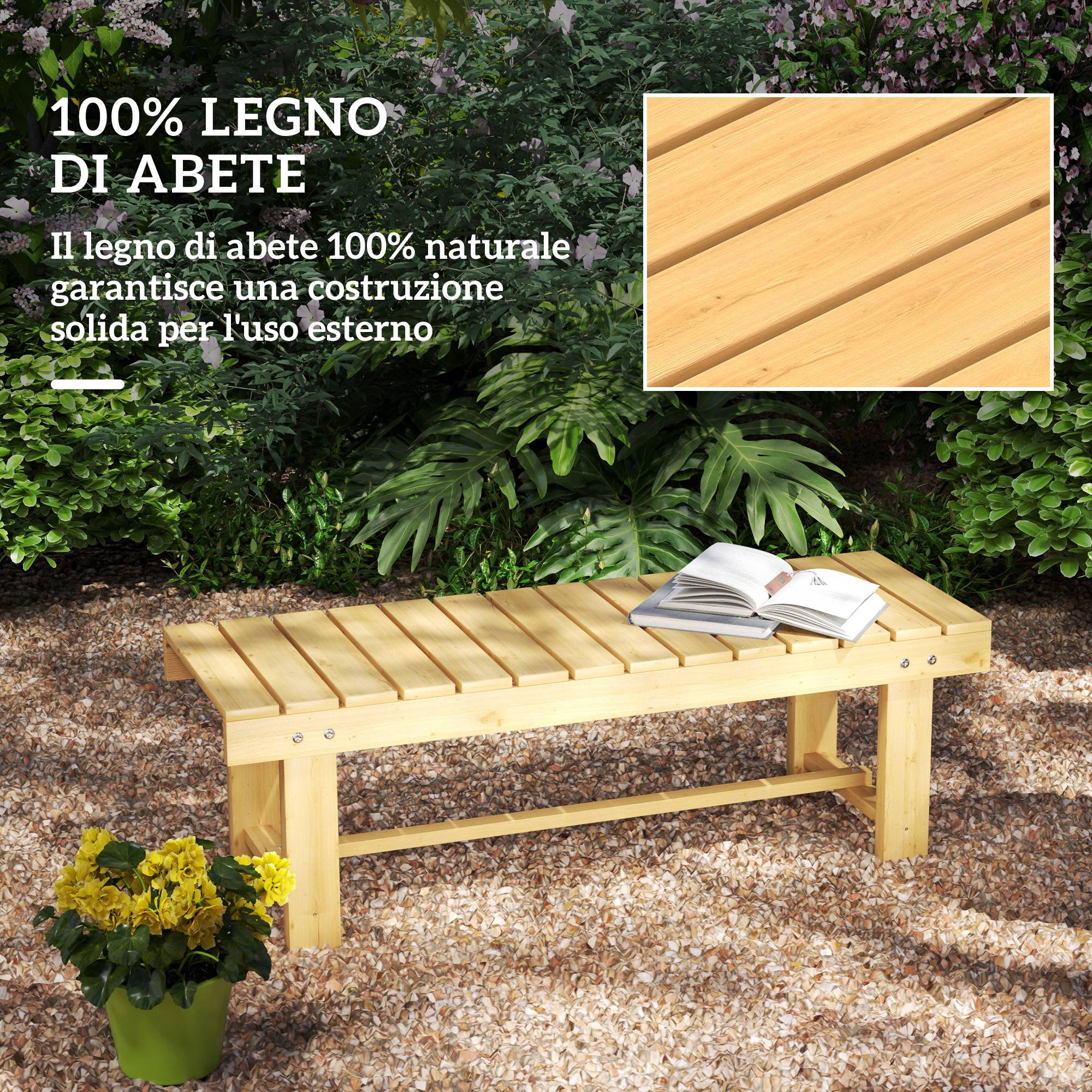Banc de jardin 2 places imperméable en bois de sapin, 110 x 38 x 35 cm - Image 7
