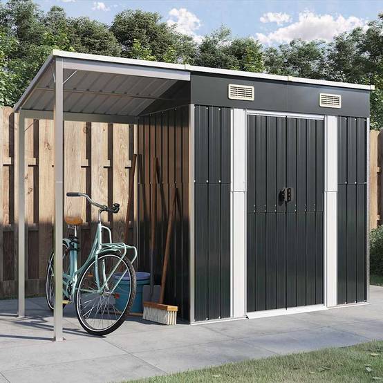 Vidaxl - Abri de jardin avec toit prolongé anthracite 277x107x181 cm vidaXL 364526 - Image 1