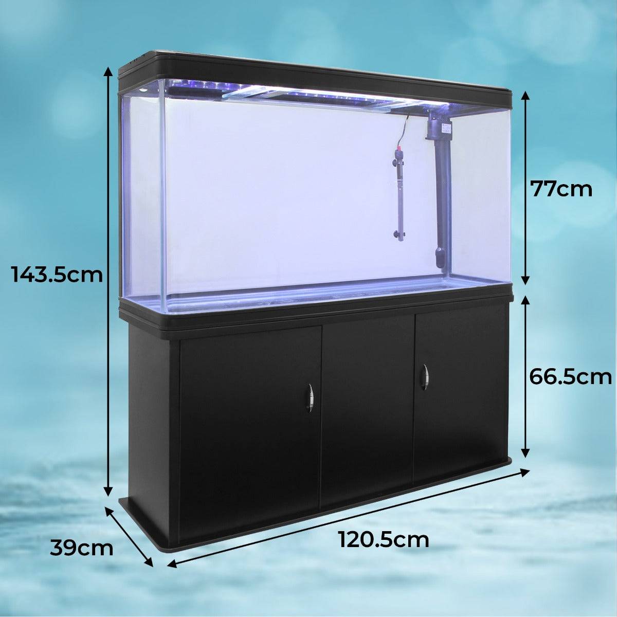 Monstershop - Aquarium à bords Noir avec Meuble NOIR et Gravier Blanc - Image 5