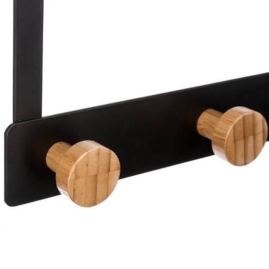 Patère en Métal & Bambou "3 Têtes" 20cm Noir - Image 2