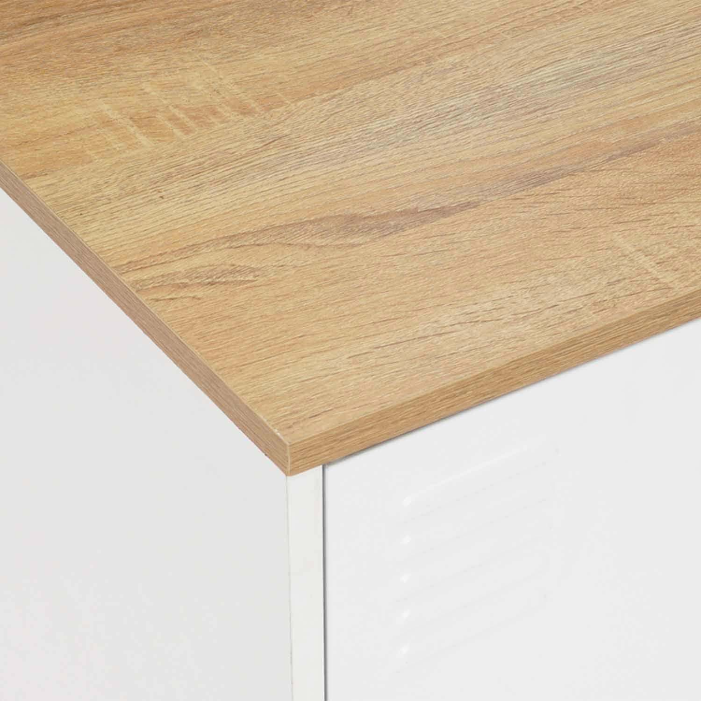 Buffet bas 113 cm ESTER 3 portes métal blanc plateau bois design industriel - Image 6