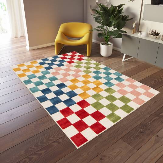 Decoweb - Tapis extérieur et intérieur motif damier - Petit Marius - Multicolore - 120 x 170 cm - Decoweb - Image 2