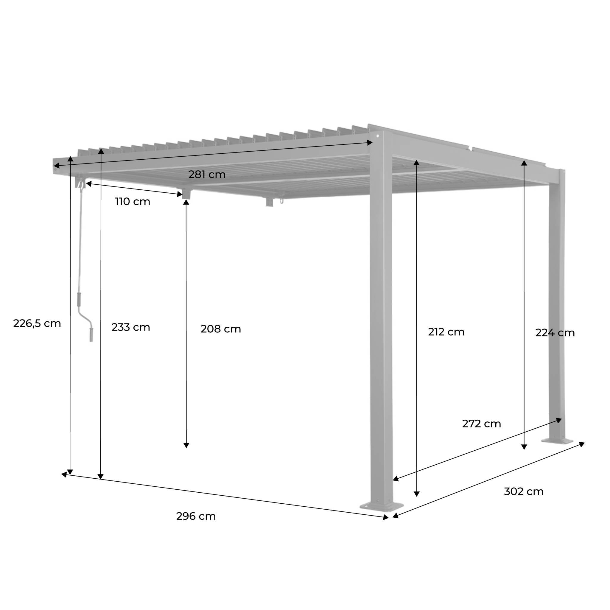 sweeek - Pergola bioclimatique aluminium adossée lames orientables 3x3m Palace noir | sweeek - Image 4