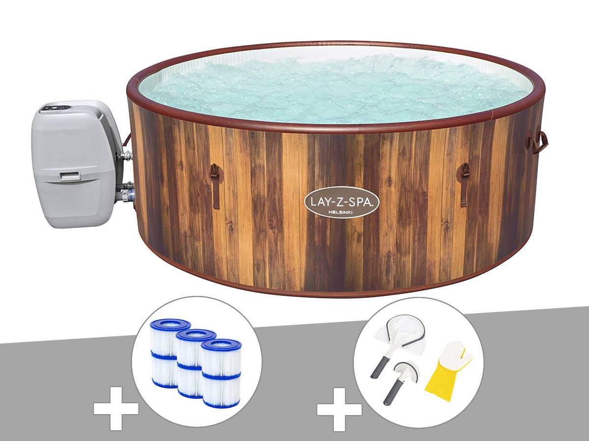 Bestway - Kit spa gonflable Bestway Lay-Z-Spa Helsinki rond Airjet 5/7 places + 6 filtres + Kit de nettoyage - Image 1