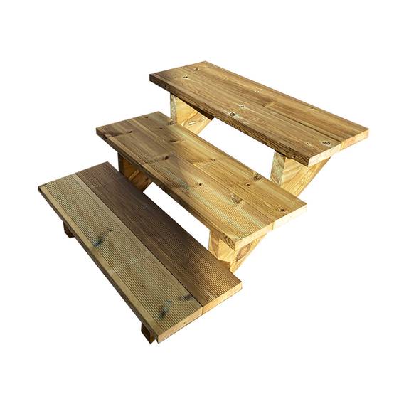 BERLIN Escalier extérieur bois 3 marches H 54cm L-80cm - sans contre marche - Image 1