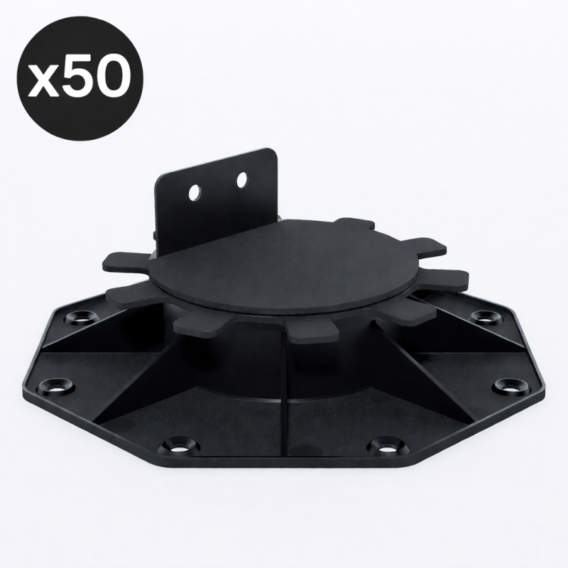 Lot de 50 plots 30-60 mm pour terrasse bois et composite - Coloris - Noir, Unités - 50 plots - Image 1