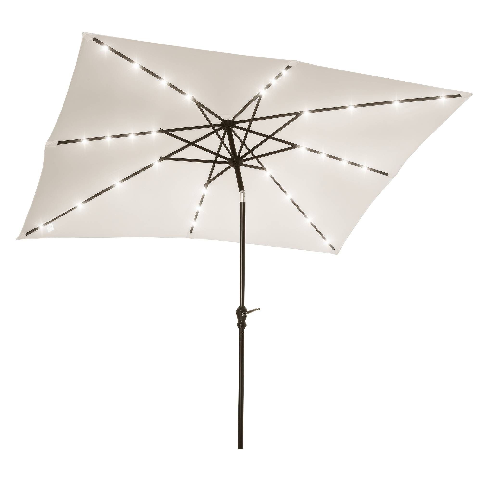 Parasol droit rectangulaire inclinable LED solaire en acier et polyester crème 268 x 205 x 248 cm - PANGIVO - Image 1