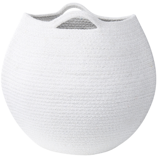 Paniers Blanc en Coton 30 cm Ronds Faits Main Rangement Intérieur pour Linge Facile à Entretenir Corbeilles Lot de 2 - Image 4