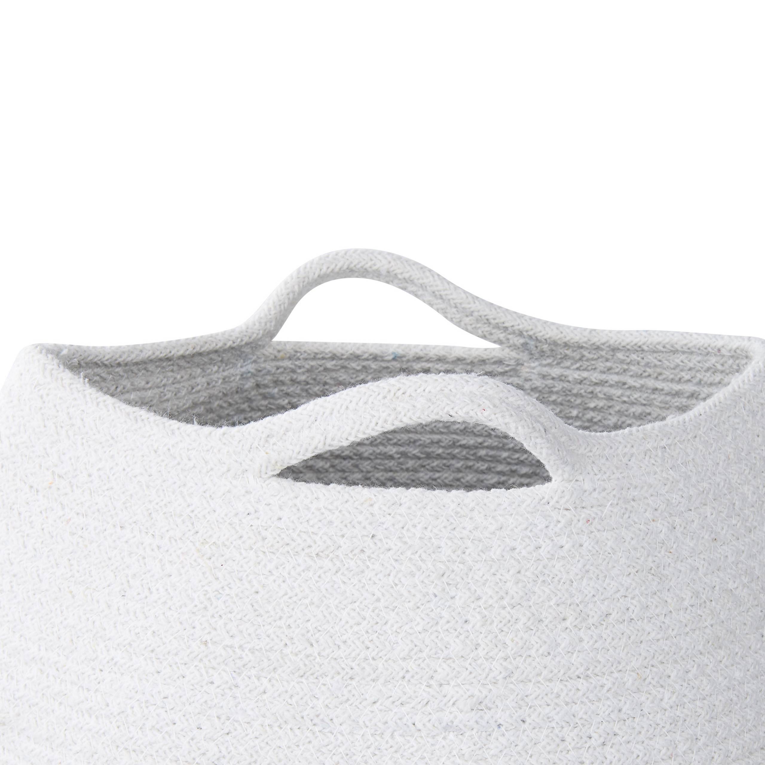 Paniers Blanc en Coton 30 cm Ronds Faits Main Rangement Intérieur pour Linge Facile à Entretenir Corbeilles Lot de 2 - Image 5