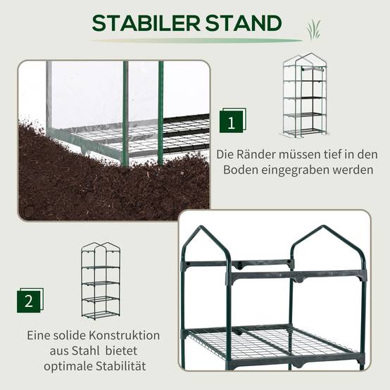 Petite serre verticale métal et PE pour semis balcons protection hivernale 70x50x160cm transparent - ComfortXL Outdoor Living - Image 6