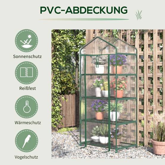 Petite serre verticale métal et PE pour semis balcons protection hivernale 70x50x160cm transparent - ComfortXL Outdoor Living - Image 7