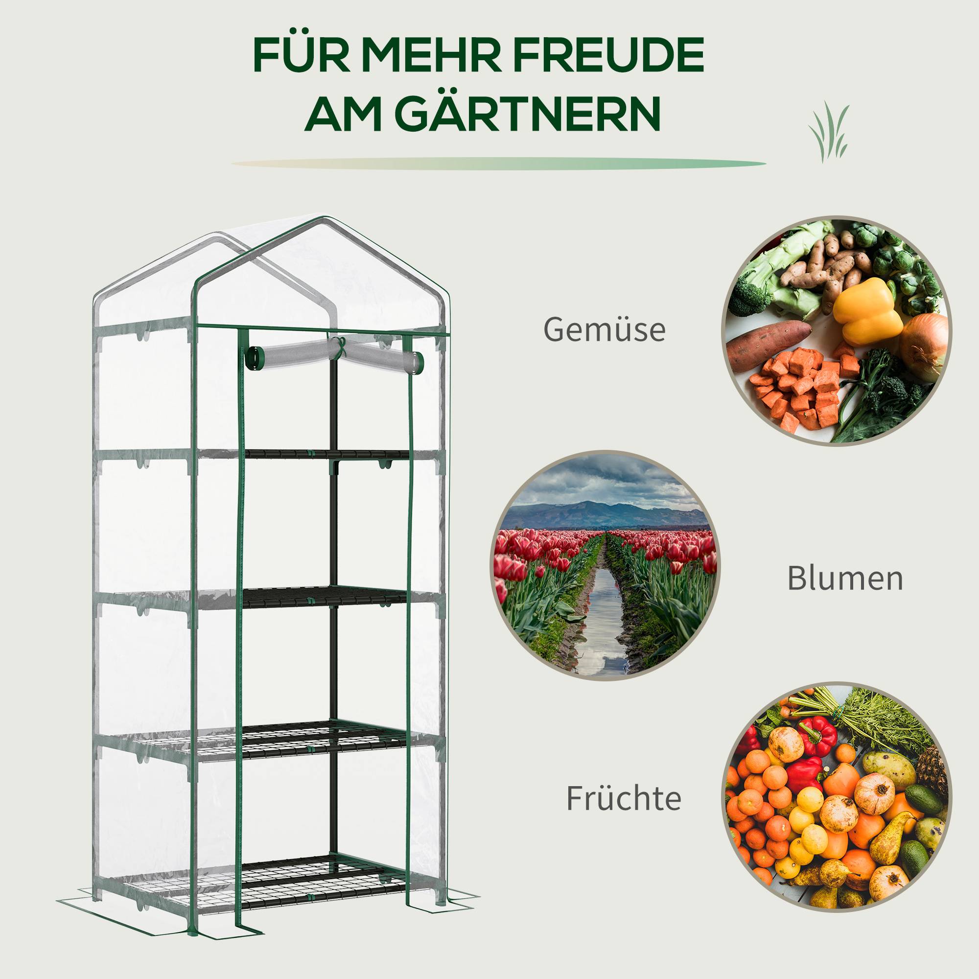 Petite serre verticale métal et PE pour semis balcons protection hivernale 70x50x160cm transparent - ComfortXL Outdoor Living - Image 9