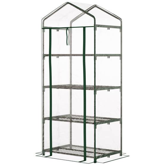 Petite serre verticale métal et PE pour semis balcons protection hivernale 70x50x160cm transparent - ComfortXL Outdoor Living - Image 2