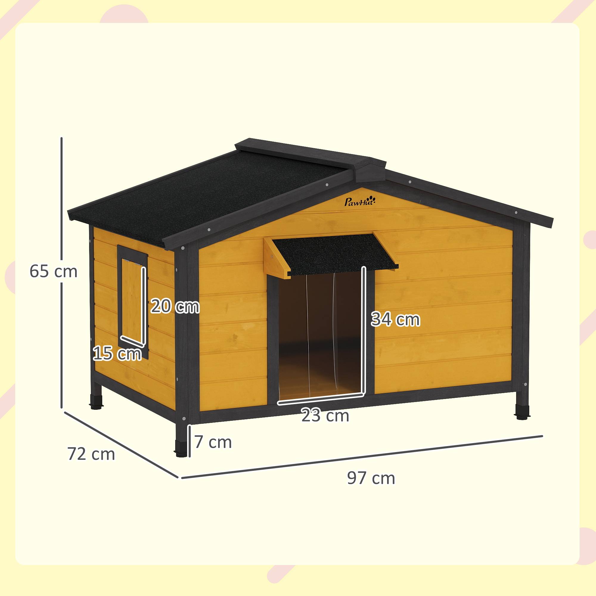 Niche extérieure bois, toit asphalte rabattable, fenêtres, plancher amovible, 97x72x65 cm, bois naturel - Image 5