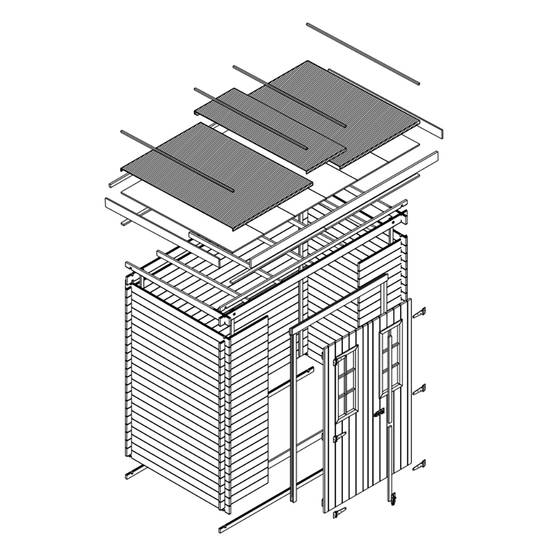 Timbela - Abri de jardin en bois l239xL142xH200 cm / 2.63 m² - Stockage extérieur - Petit abri à outils, Local à vélos - 19 mm d’épaisseur - Timbela M310C - Image 8