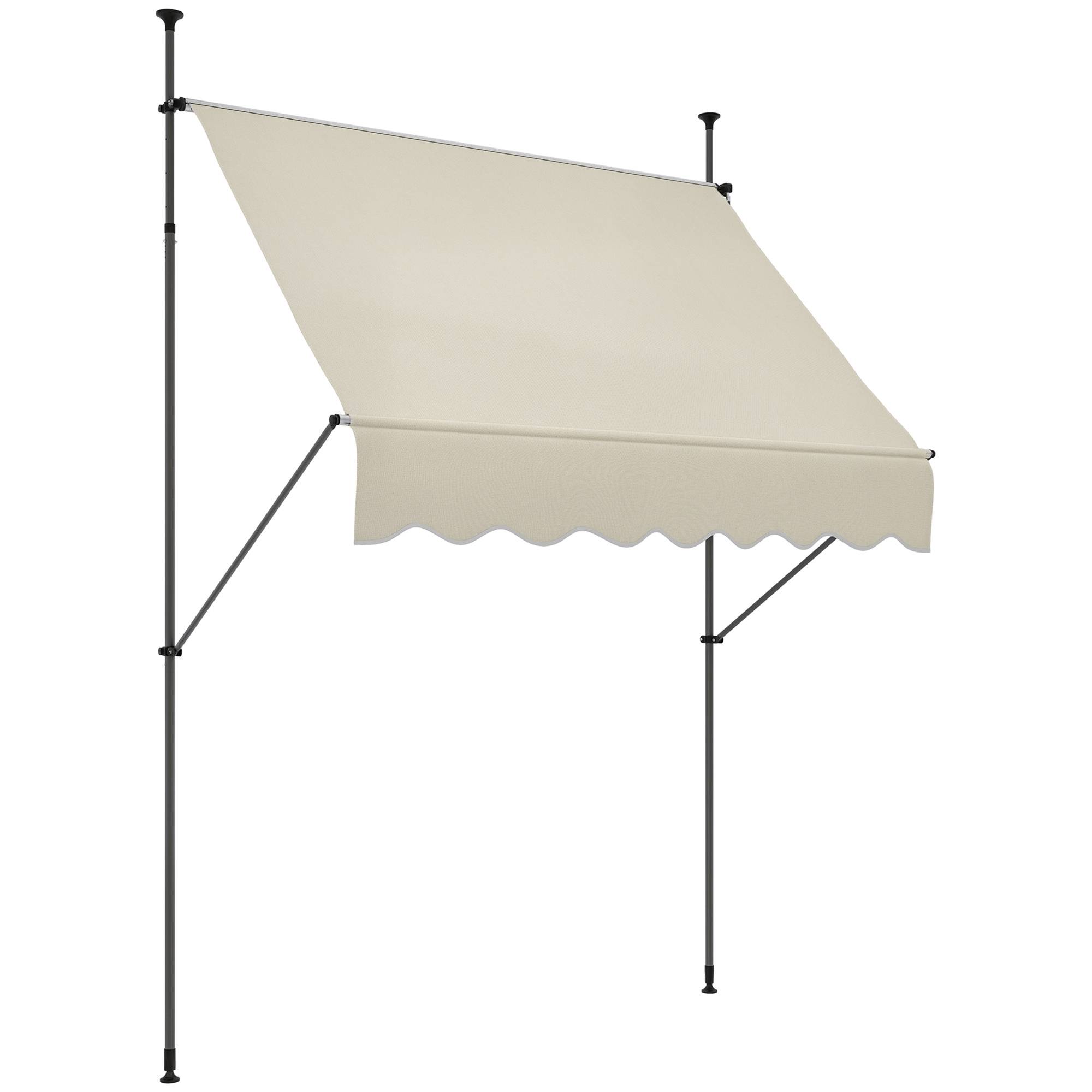 Store banne autoportant manuel rétractable 2L x 1,2l x 2,1-3H m inclinaison réglable métal alu polyester sable - Image 1