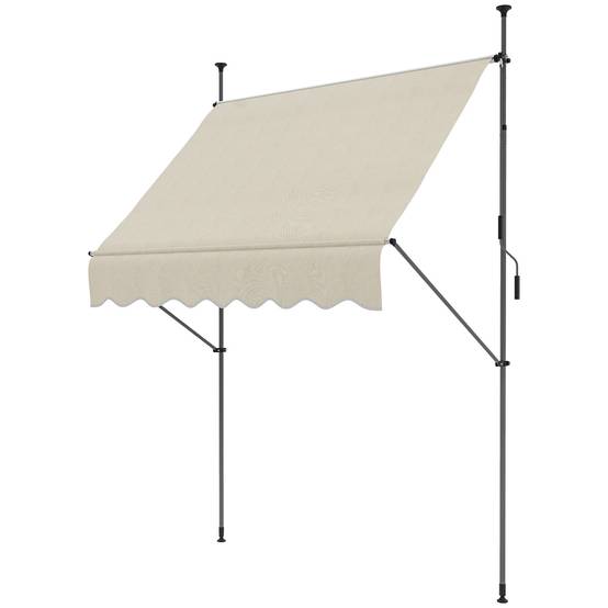 Store banne autoportant manuel rétractable 2L x 1,2l x 2,1-3H m inclinaison réglable métal alu polyester sable - Image 2