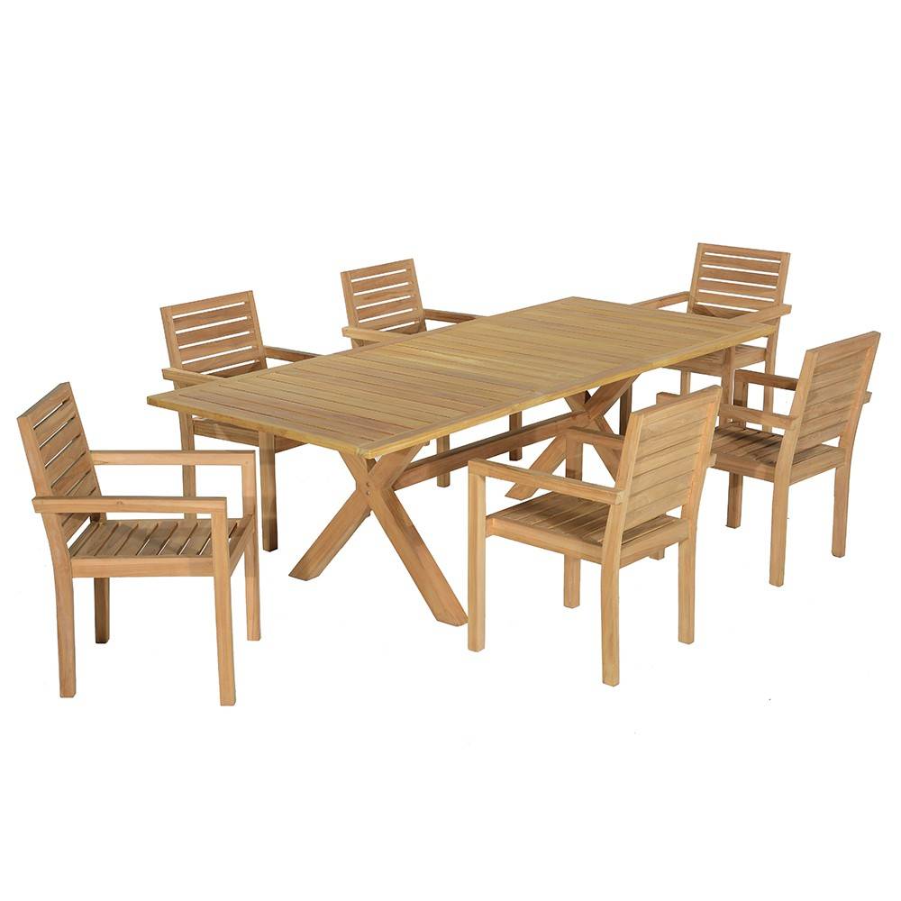 Salon de jardin teck massif Byblos, 6 places - TECK'Attitude - Image 1