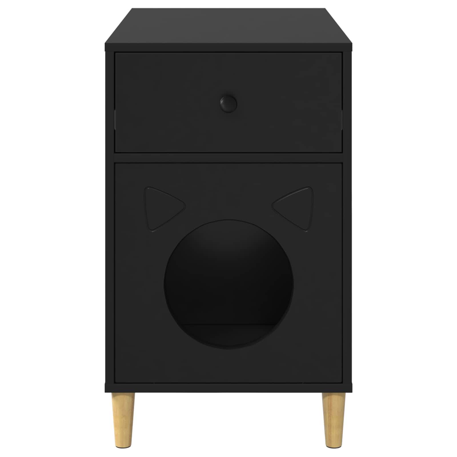 Maison pour chat bois d'ingénierie noir 72 x 42.5 x 70 cm - PANGIVO - Image 7