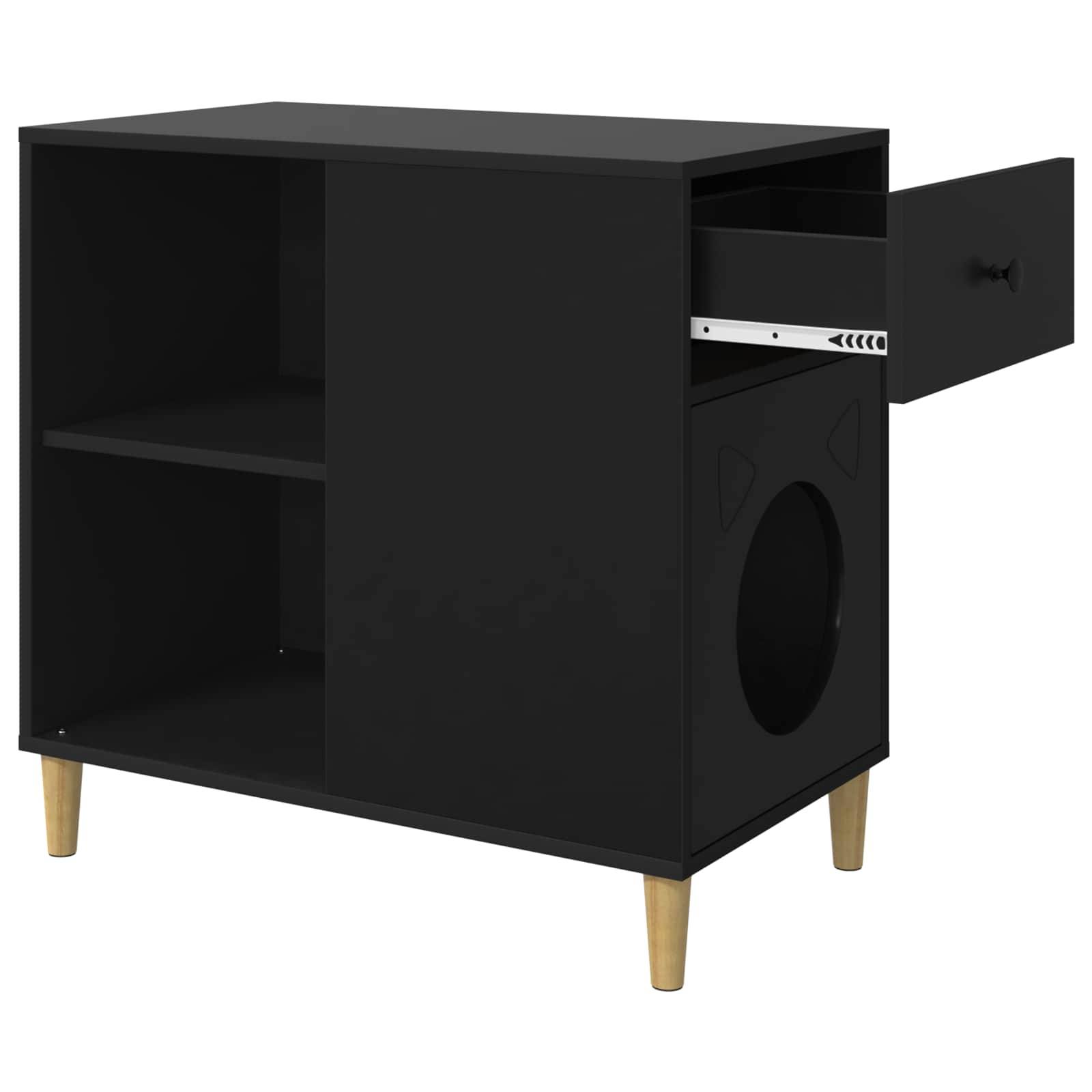 Maison pour chat bois d'ingénierie noir 72 x 42.5 x 70 cm - PANGIVO - Image 5