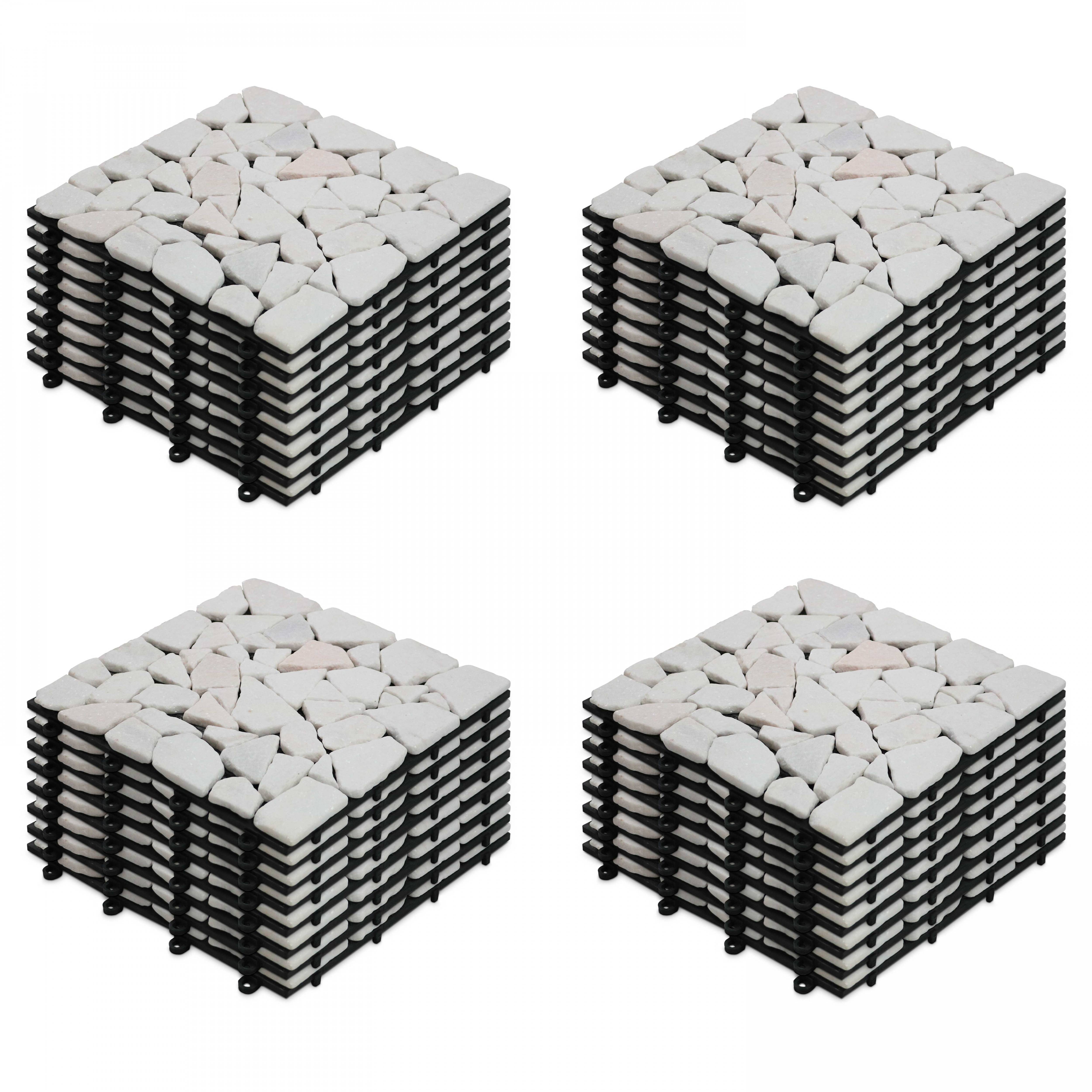 Oviala - Lot de 32 dalles clipsables en galet de marbre blanc - Oviala - Image 1