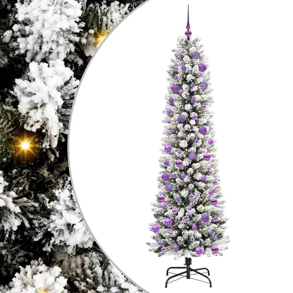 Sapin de Noël | Arbre de Noël artificiel Blanc 240 cm PVC, métal et plastique Maison Chic - Image 1